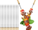 Kabob Skewers,23.6 Inch Flat Skewers For Grilling With Wooden Handle,Reu... - £59.14 GBP