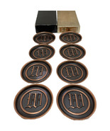 Hyde Park Set of 8 Two-Tone Bronze Coasters Vintage MCM Round #100 Lette... - $34.41 CAD