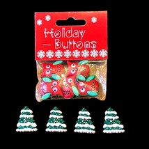 Christmas Sewing Buttons New Red Green Owls and Vintage Christmas Trees ... - $4.88