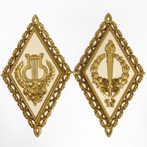 Vintage HOMCO Wall Plaque Pair Hanging Decor Mid Century Hollywood Regency USA - £23.45 GBP