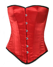 Full corset steel boning bustier victorian gothic shaper sexy red satin - £33.24 GBP+
