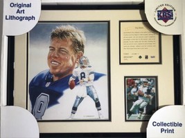 1995 Troy Aikman Dallas Cowboys Framed Kelly Russell Lithograph Art Print Poster - £11.92 GBP
