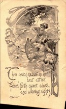 Rare Vintage 1912 Postcard Woman In Canoe Art Nouveau Spenser H.A. Weiss BK37 - £7.52 GBP