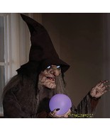 Halloween 68&quot; Digital Eye ANIMATED Soothsayer Witch w GLOWING CRYSTAL BA... - $410.52 CAD