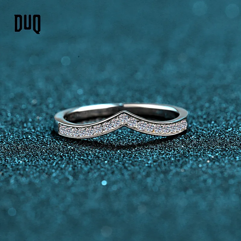 DUQ  arrival Curved Wedding Band Moissanite Rings for Women Finger Ring ... - $53.84