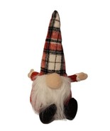 Christmas Santa Gnome Red Black Plush Shelf Sitter Cable Knit Sweater Pl... - £8.68 GBP