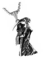 Skull Pendant Necklace for Men,Gothic Grim Reaper - $47.83