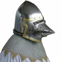 Medieval Knight 18Gauge Steel Costume Helmet SCA Larp Tournament Bascinet Helmet - £167.27 GBP