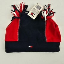 Vintage Tommy Hilfiger Soft Warm Winter Fleece Tassel Logo Hat Boy Girl ... - £31.55 GBP
