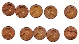 Lincoln Memorial Pennies Lot of 10 Pennies 1970 -1979 - £1.78 GBP