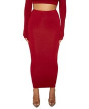 Naked Wardrobe Womens Solid Hourglass Midi Skirt Color Burgundy Size Medium - £33.92 GBP