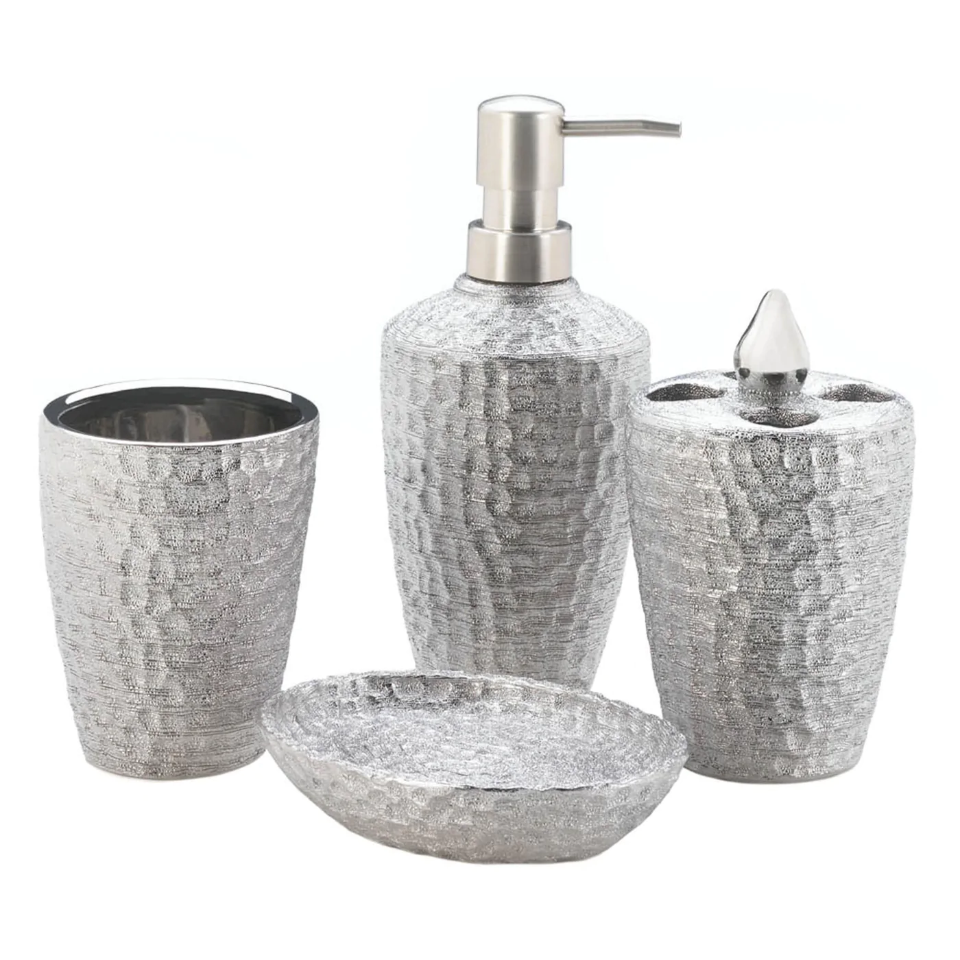 Hammered Silver Texture Bath Accessories - $569.95 MXN
