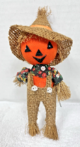 Vintage Halloween Scarecrow Pumpkin Head JOL Parma 7 Inch - $18.32