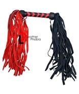 Double-Ended Heavy-Duty Leather Flogger Black &amp; Red | 25 Tails Per Side - $48.61