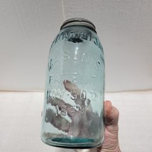 Aqua Half Gallon The Marion Jar Mason&#39;s Patent Nov. 30th 1858 mason canning jar - £31.32 GBP