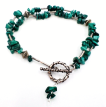 Malachite Chip Bracelet Sterling Silver Toggle Clasp 8 in - $29.70