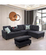 Sofa, Modern Linen Sofas Couches for Living Room Furniture Set, L-Shaped Modular - $1,347.49