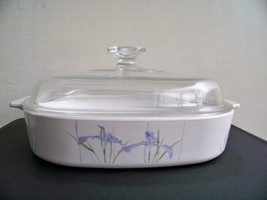 Corning Ware Shadow Iris A-10-B Casserole Dish 2.5 Liter Pyrex Lid Vintage - £26.19 GBP