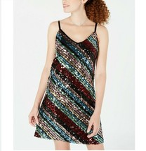As U Wish Womens XS Black Multicolor Spaghetti Strap Sequined A Line Dress NEW - £18.94 GBP