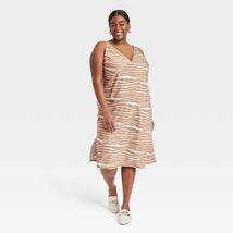 Women's Slip Dress - A New Day Brown Zebra Striped  XS. NWT. A2 - $12.86