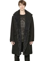 Dolce & Gabbana Blue-Black Shearling Collar Coat. Size EU 48 USA 38. - $1,685.63
