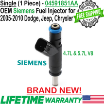 NEW OEM Siemens x1 Fuel Injector for 2005-2010 Jeep Dodge Chrysler 4.7L, 5.7L V8 - £66.66 GBP