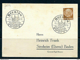 Germany 1937 Postal card Breslau to Sinsheim Elsenz  Baden Special cance... - £3.94 GBP
