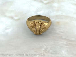 Vintage Ancient Egypt Tutankhamun Solid Sterling Silver Men Ring Jewelry - £47.45 GBP