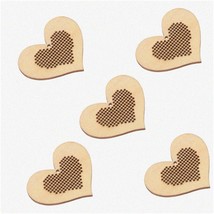 Heartwood Cross-Stitch Kit: 5pcs Wooden Pendant Embroidery Set - DIY Wood Slice - £24.42 GBP