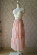 Blush Pink Tiered Midi Skirt Women Custom Plus Size Tulle Skirt Holiday Outfit image 5