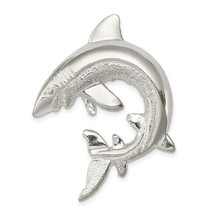 Sterling Silver Polished and Textured Shark Chain Slide Pendant - $89.16