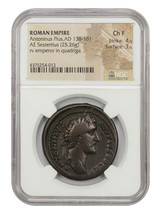 Ancient Roman: Antoninus Pius (AD 138-161) AE Sestertius NGC Choice Fine - £200.22 GBP