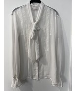 Eva Mendes sheer button down blouse top size large - $14.85