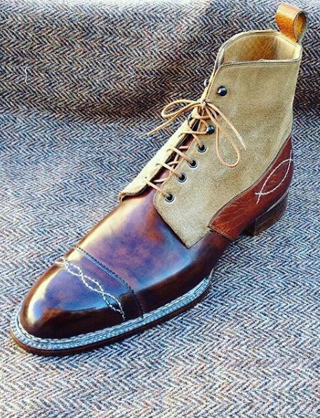 NEW New Handmade brown leather ankle boots for men, men leather boot in brown co