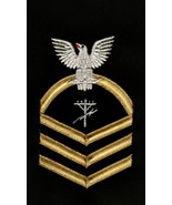 USN  RATING BADGE CEC CONSTRUCTION ELECTRICIAN CPO E-7 GOLD ON BLACK MALE - $13.78 CAD
