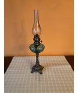 PETROLIUM LIGHT WITH BLUE GLASS, VINTAGE  - £71.47 GBP