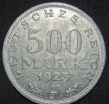 GERMANY 500 MARK ALU COIN 1923 F WEIMAR TIME RARE COIN XF - $7.69