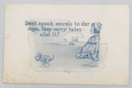 Antique 1914 Girl w/ Running Dog Comic Postcard USA Flag Postal Cancel - $13.99