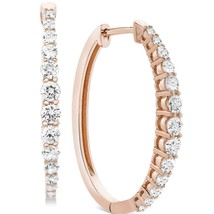 1.00CT Simulé Diamant Créole Earrings IN 14K Plaqué or Rose Argent Sterling - £182.33 GBP