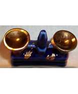 Limoges France Cobalt Blue &amp; Gold Porcelain Figurine Weight Scale Grocery - £14.87 GBP