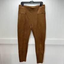 Spanx Leggings Womens 1X Faux Suede Brown Caramel Pull On Pants Slimming... - $49.99