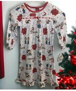 NWT Peanuts Christmas Nightgown Size 4T Pajamas White Dress Snoopy Chris... - $26.68