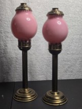 Antique Shaded Pink Globe Candle Holders Victorian Cottagecore Film Theater Prop - $84.14