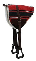 Navajo Red Bareback Saddle Pad W/ Kodel Fleece Bottom &amp; Suede Wear Leathers - £49.29 GBP