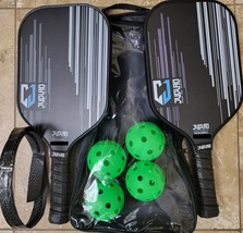 Pickleball 2 Paddle Carbon Fiber B Set with 4 Balls and Carry Bag SHIP FROM USA - £65.47 GBP