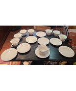 Set 8 Cups &amp; Saucers - Homer Laughlin White Embossed Grapevine Pattern E... - $16.00