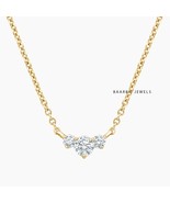 Daisy Lab Grown Diamond Trio Necklace / 14k Solid Gold Chain With three ... - $7,412.12 MXN