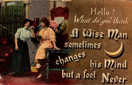 Comic POSTCARD-HELLO?A Wise Man Sometimes Changes His Mind But A Fool Never Bkc - £3.56 GBP