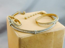 FANTASTIC Miriam Haskell Baguette Rhinestone Necklace Bracelet Earrings Set - £745.33 GBP