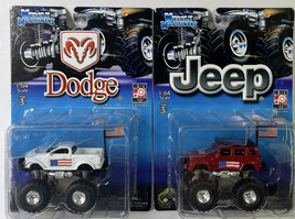 Muscle Machines 1:64 Scale Stampeders Jeep &amp; Dodge With Flags Lot Of 2 - £11.58 GBP